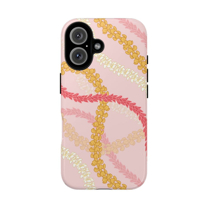 Tough Dual Layer Phone Case | Pink Plumeria Lei Design for iPhone & Samsung