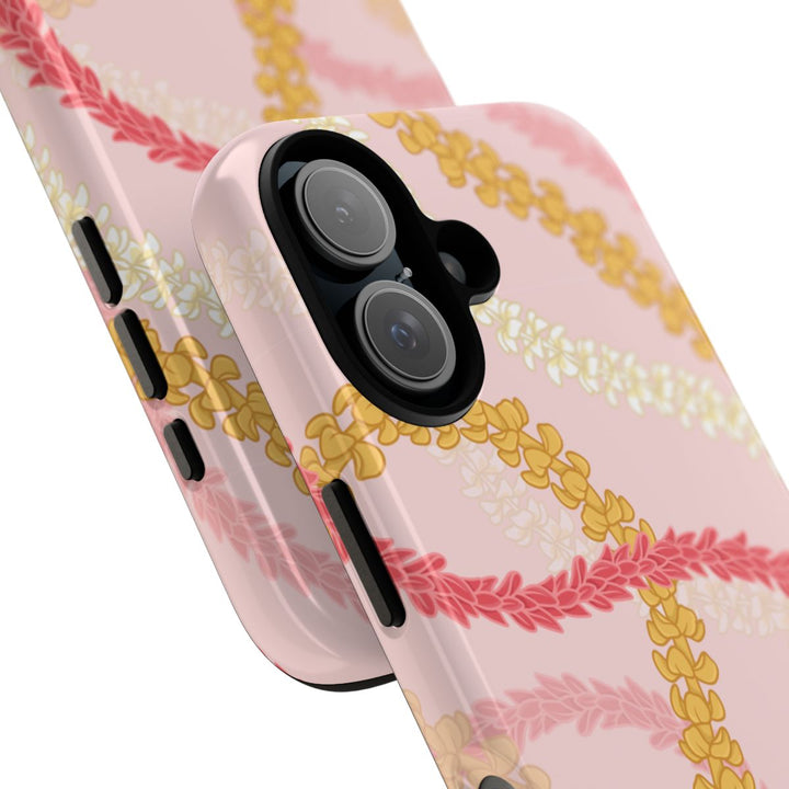 Tough Dual Layer Phone Case | Pink Plumeria Lei Design for iPhone & Samsung