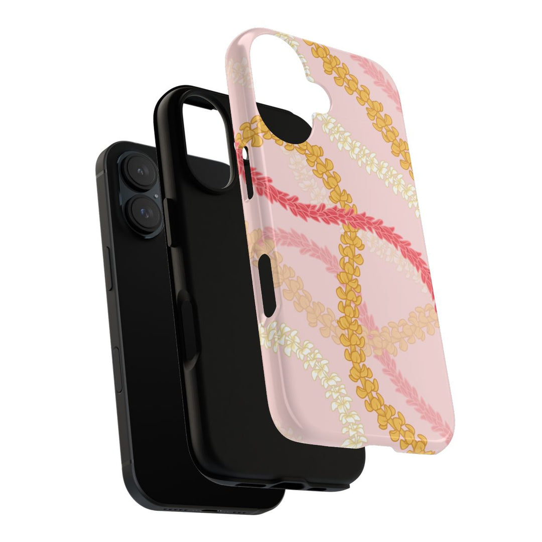 Tough Dual Layer Phone Case | Pink Plumeria Lei Design for iPhone & Samsung