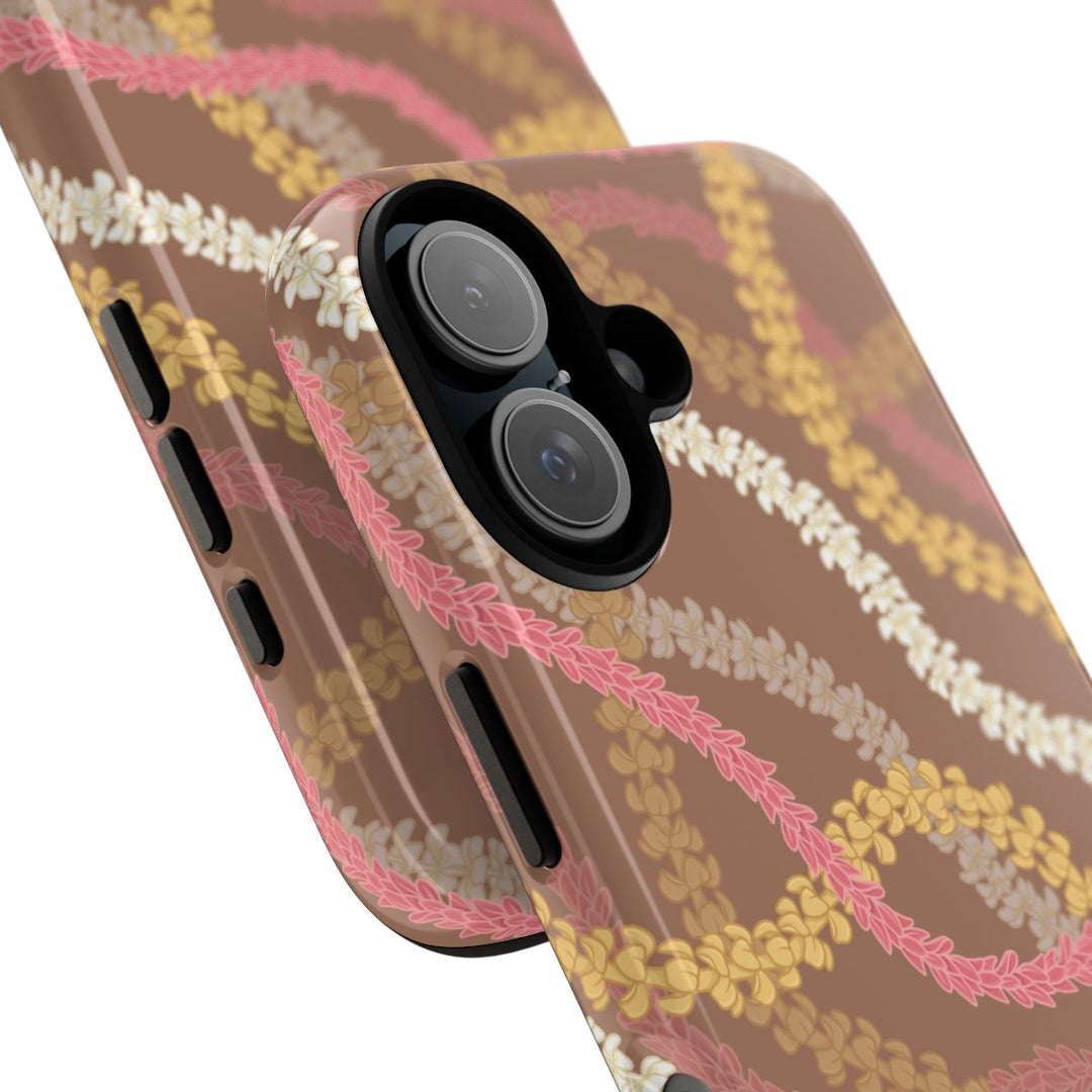 Tough Dual Layer Phone Case | Pink Plumeria Lei Design for iPhone & Samsung
