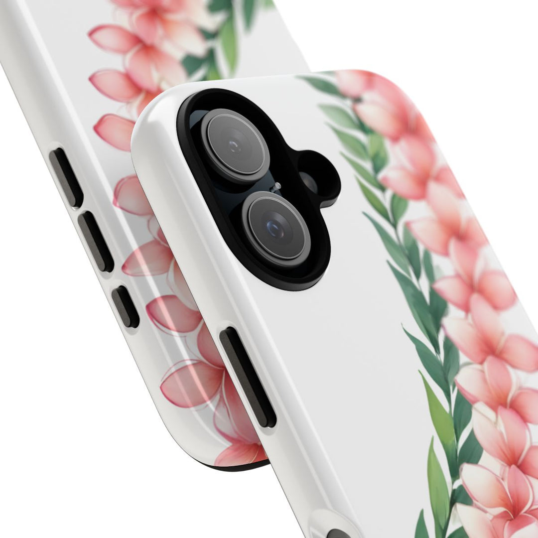 Tough Dual Layer Phone Case | Pink Plumeria Floral Design for iPhone & Samsung