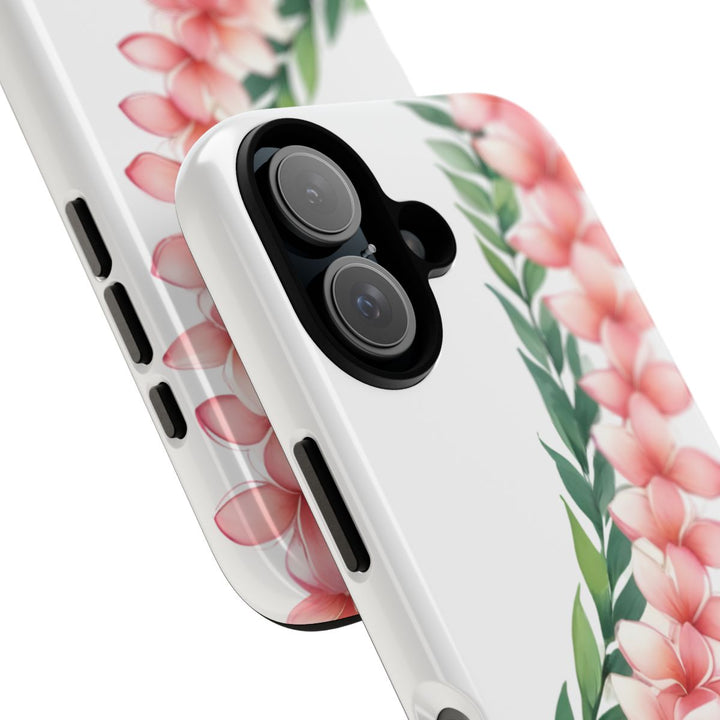 Tough Dual Layer Phone Case | Pink Plumeria Floral Design for iPhone & Samsung