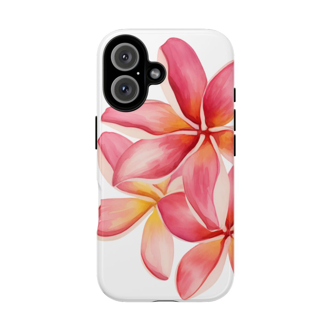 Tough Dual Layer Phone Case | Pink Plumeria Floral Design for iPhone & Samsung