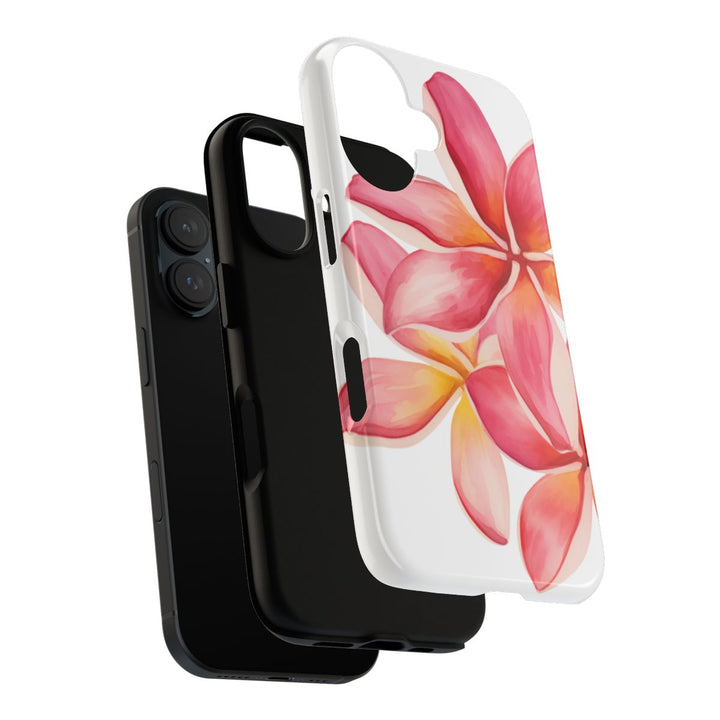 Tough Dual Layer Phone Case | Pink Plumeria Floral Design for iPhone & Samsung