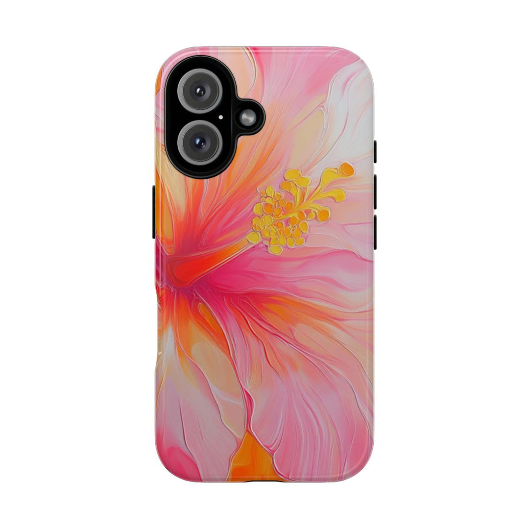 Tough Phone Case | Abstract Pink Hibiscus Print for iPhone & Samsung