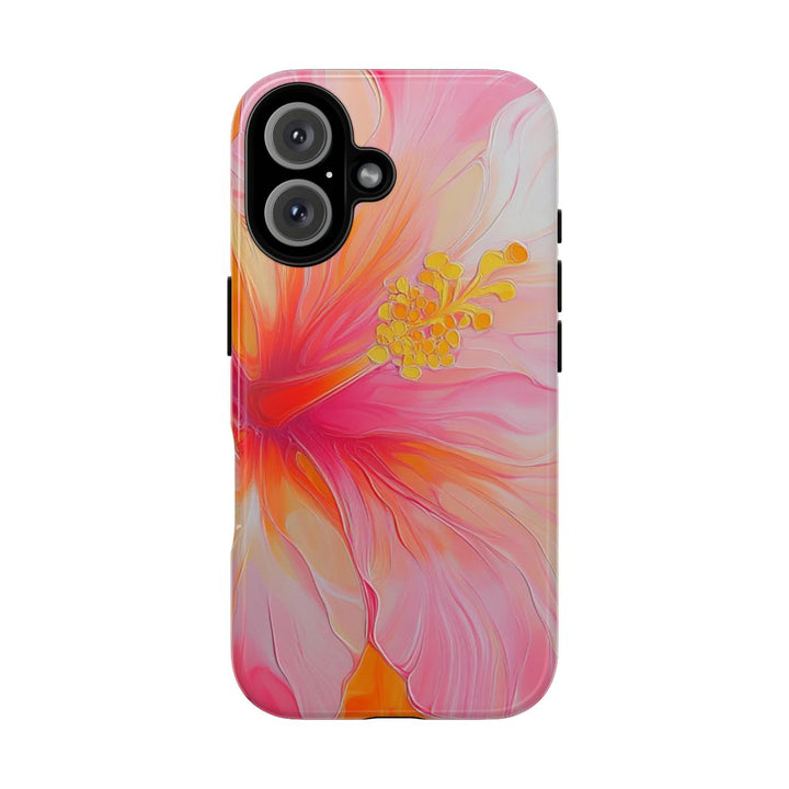 Tough Phone Case | Abstract Pink Hibiscus Print for iPhone & Samsung