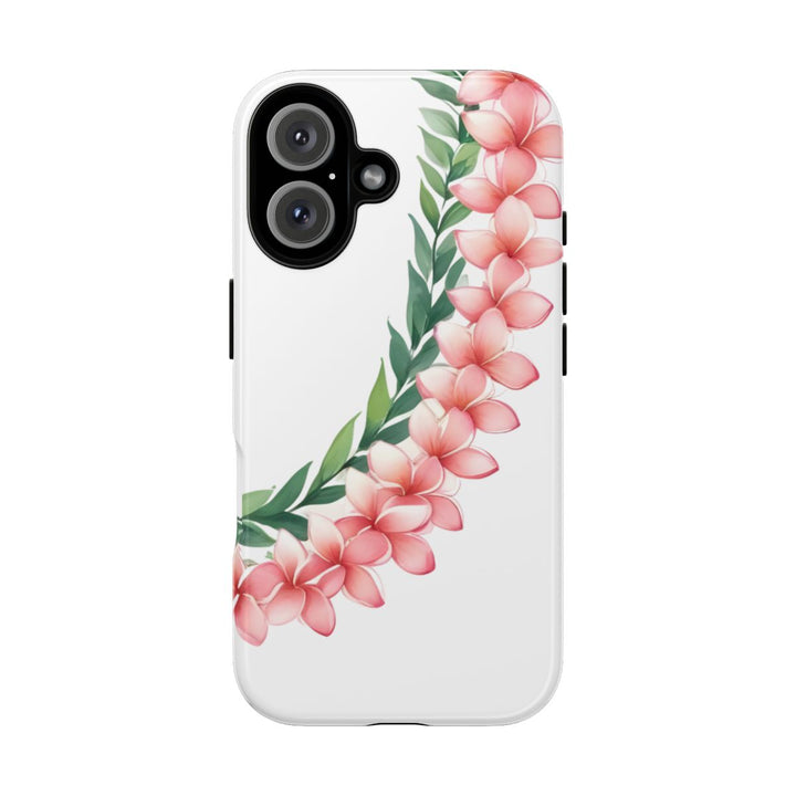 Tough Dual Layer Phone Case | Pink Plumeria Floral Design for iPhone & Samsung