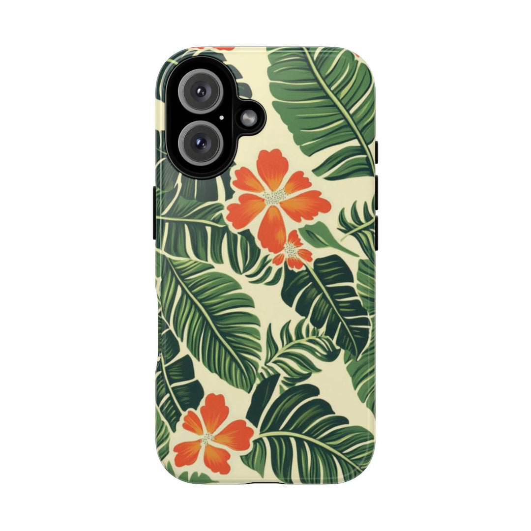 Tough Phone Case | Tropical Hibiscus & Leaf Print for iPhone & Samsung