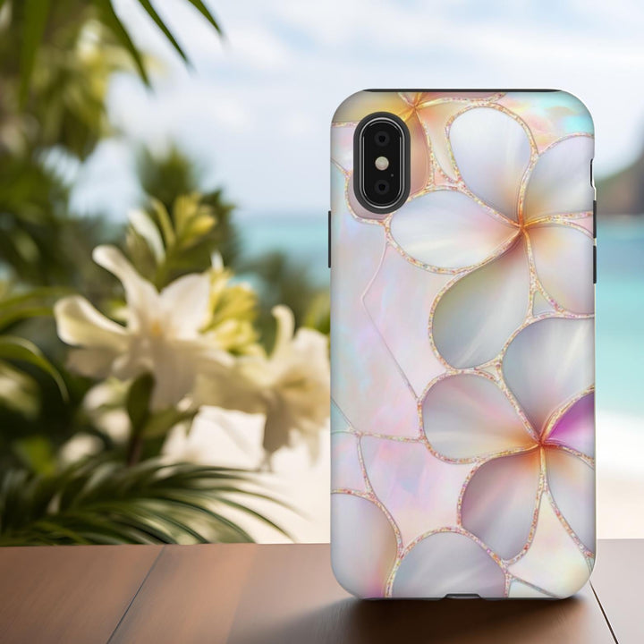 Plumeria Phone Case – Tropical Floral Art Cover With Dual Layer Protection