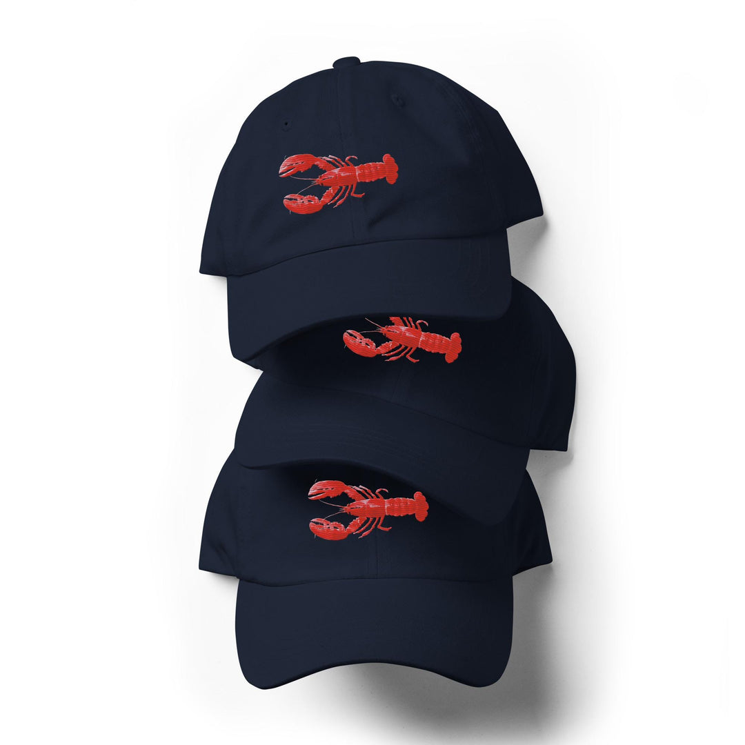 Embroidered Lobster Dad Hat | Chino Cotton Twill Nautical Coastal Cap