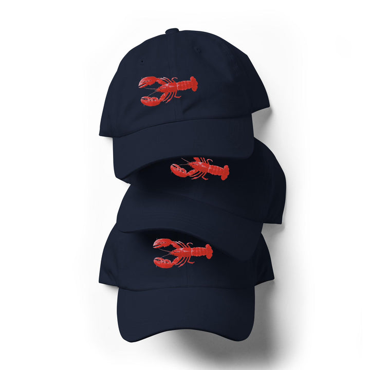 Embroidered Lobster Dad Hat | Chino Cotton Twill Nautical Coastal Cap