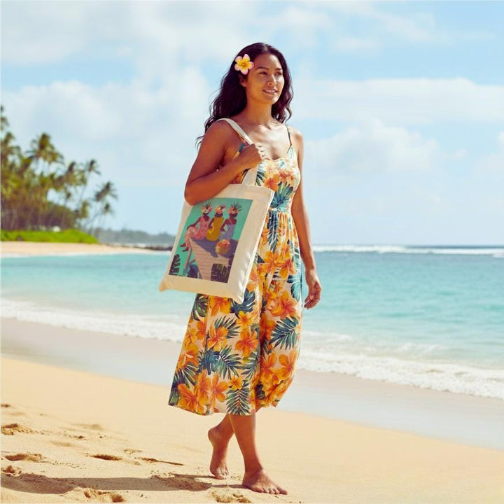 "Ohana" 15"x16" Canvas Tote Bag - Heavy-Duty Artistic Sisterhood Market Bag