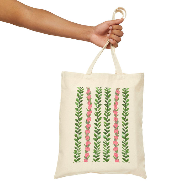 Waikiki Floral Lei 15"x16" Canvas Market Tote - Heavy-Duty Eco Cotton Bag