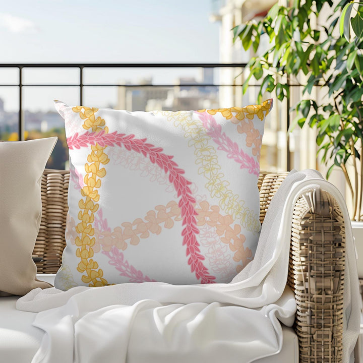Hawaiian Flower Lei Cushion | Double-Sided Tropical Plumeria Pillow
