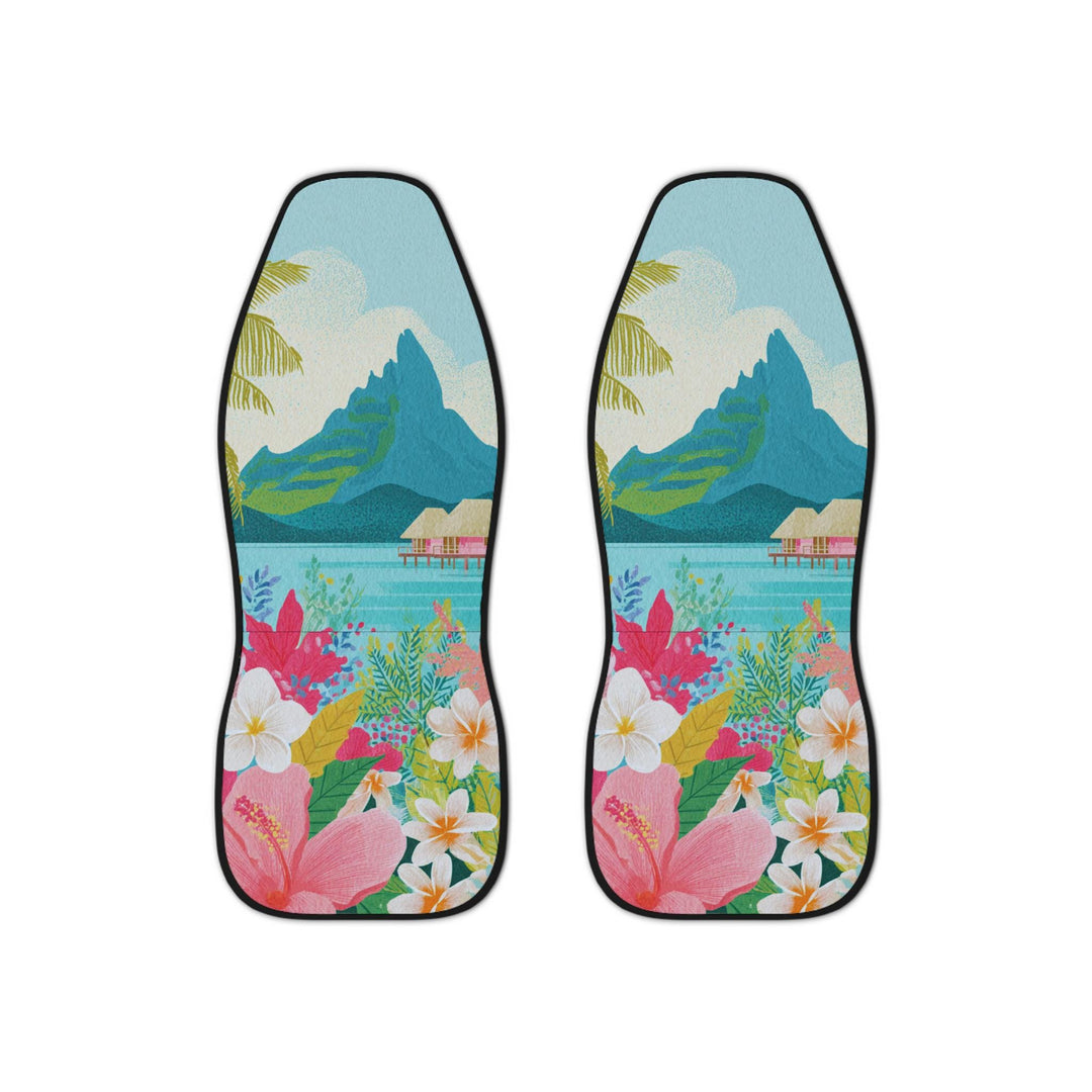Bora Bora Car Seat Covers – Universal Fit Front Seat Protectors With Abstract Tropical Design