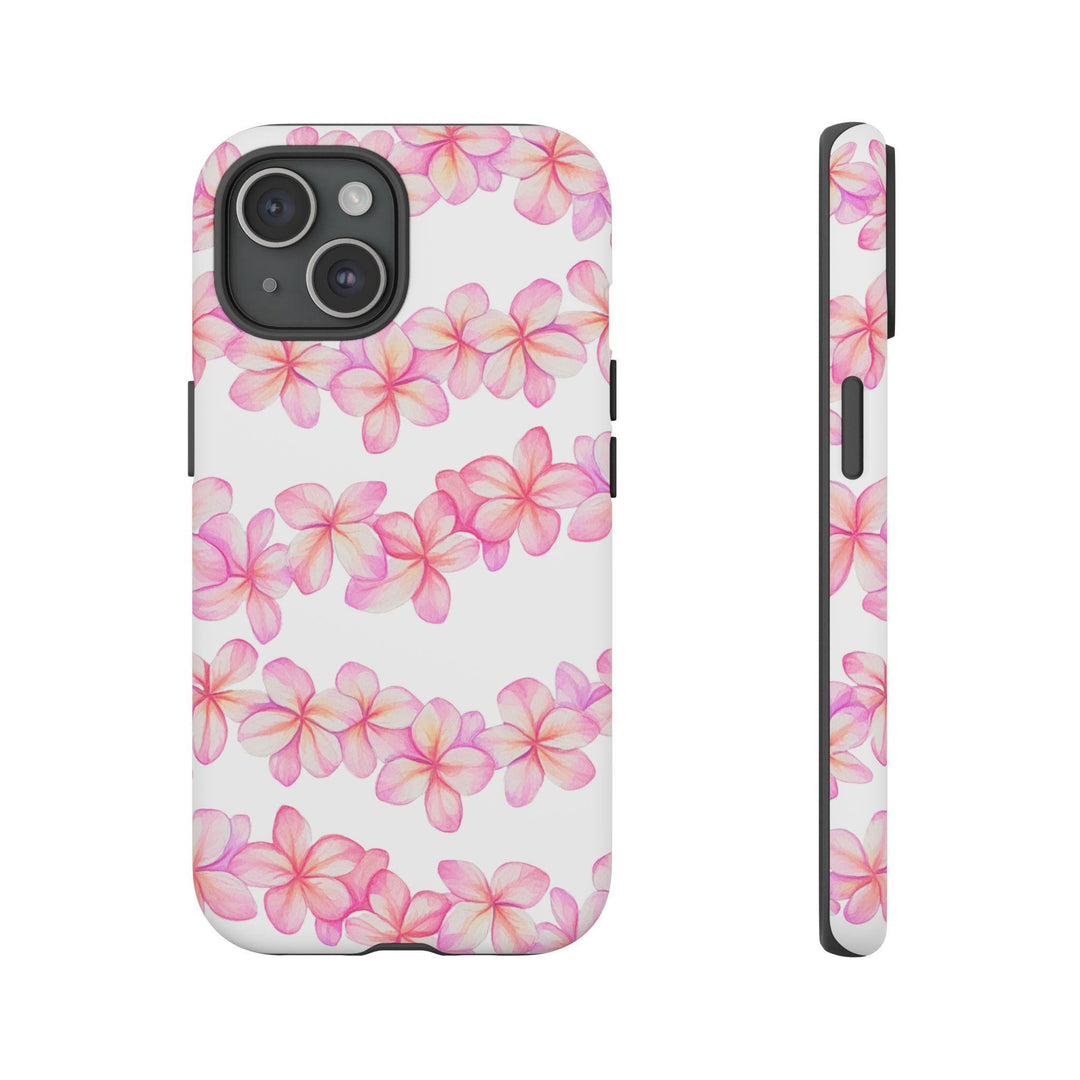 Tough Dual Layer Phone Case | Pink Plumeria Floral Design for iPhone & Samsung