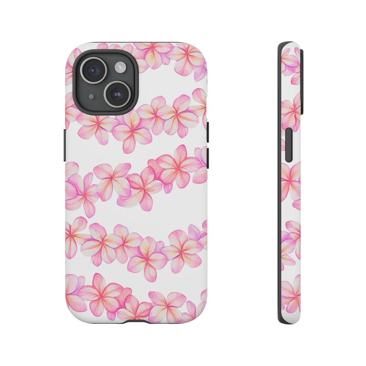 Tough Dual Layer Phone Case | Pink Plumeria Floral Design for iPhone & Samsung