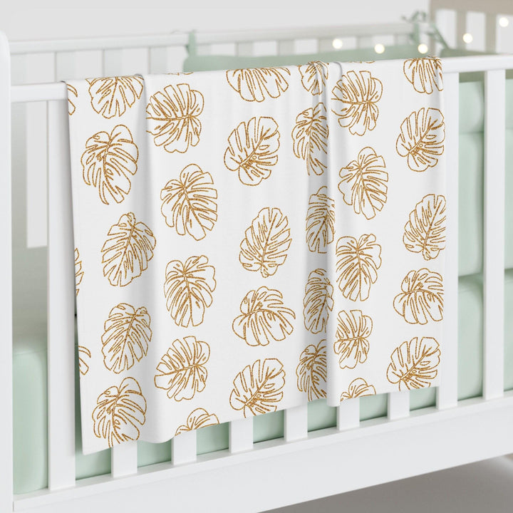 Baby Swaddle Blanket – Monstera Print Newborn Wrap | Cozy Lightweight Jersey