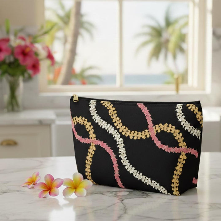 Hawaiian Lei Accessory Pouch, Tropical Floral Makeup Bag, Bridesmaid Gift