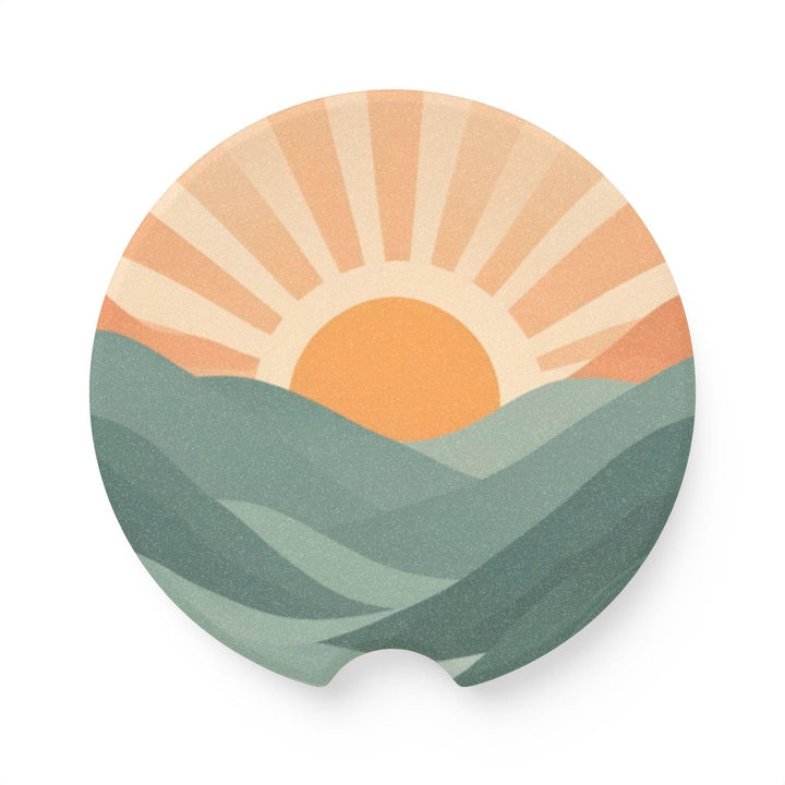 Retro Car Coasters - Mid-Century Sunset, Absorbent Soapstone