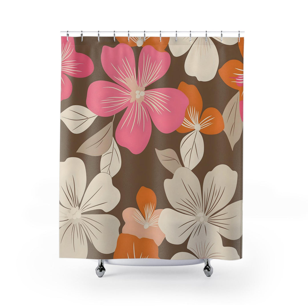 Freshwater Beach Floral Boho Shower Curtain | Vintage Tropical Waterproof Decor