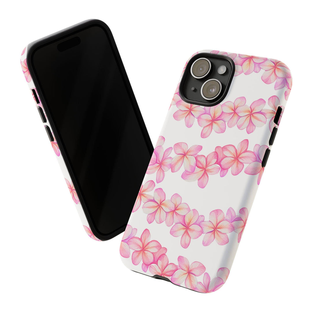 Tough Dual Layer Phone Case | Pink Plumeria Floral Design for iPhone & Samsung
