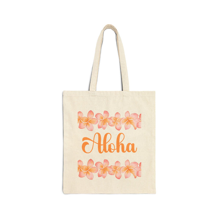 "Aloha" 15"x16" Canvas Beach Tote Bag - Heavy-Duty Cotton Market Bag
