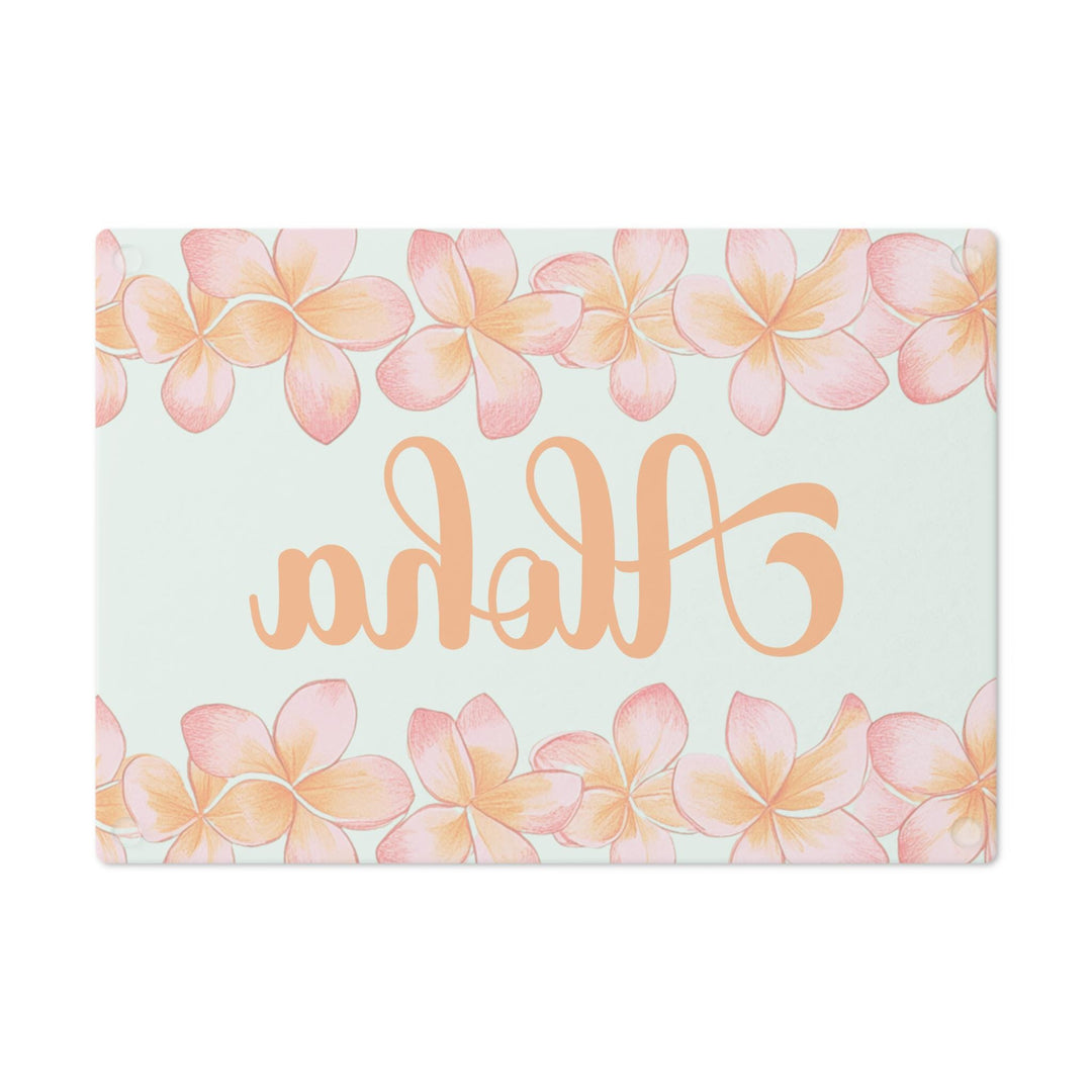 Plumeria Tempered Glass Cutting Board | Hawaiian Charcuterie Serving Tray