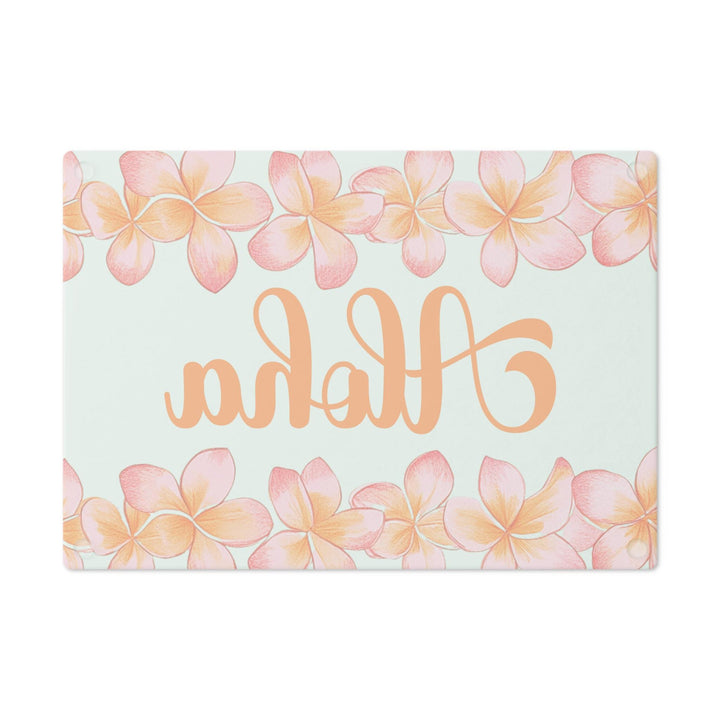 Plumeria Tempered Glass Cutting Board | Hawaiian Charcuterie Serving Tray