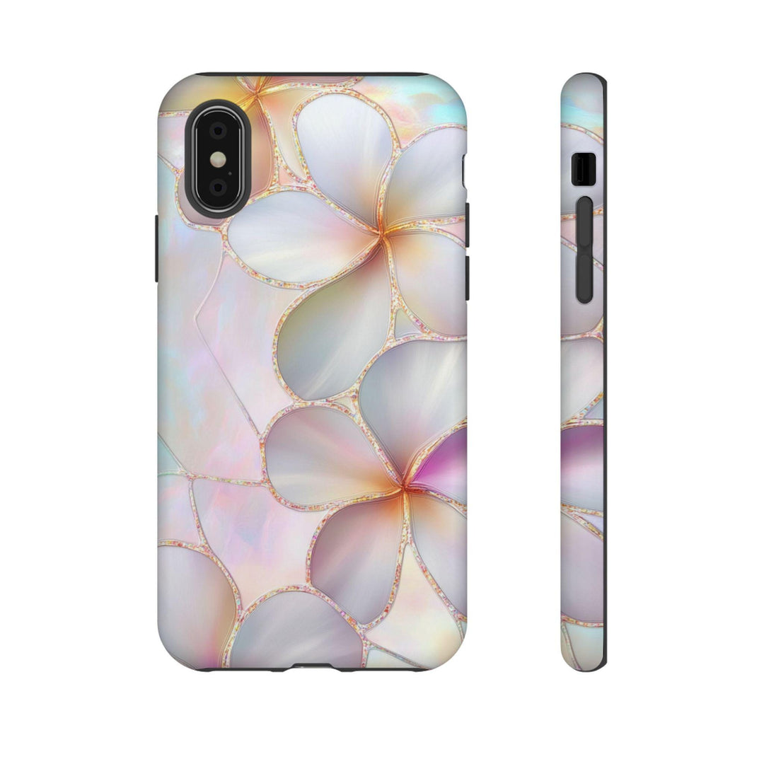 Tough Dual Layer Phone Case | Pink Plumeria Floral Design for iPhone & Samsung
