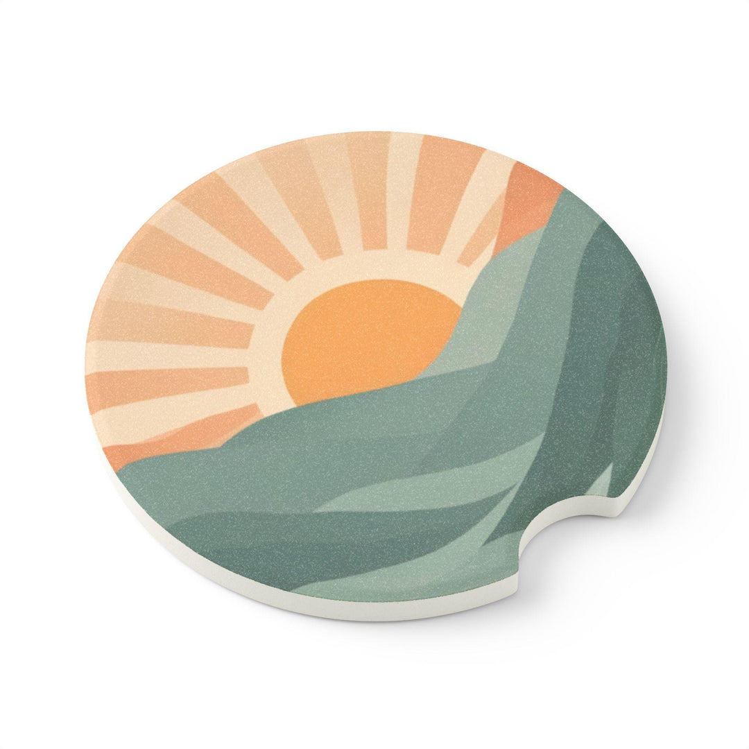 Retro Car Coasters - Mid-Century Sunset, Absorbent Soapstone