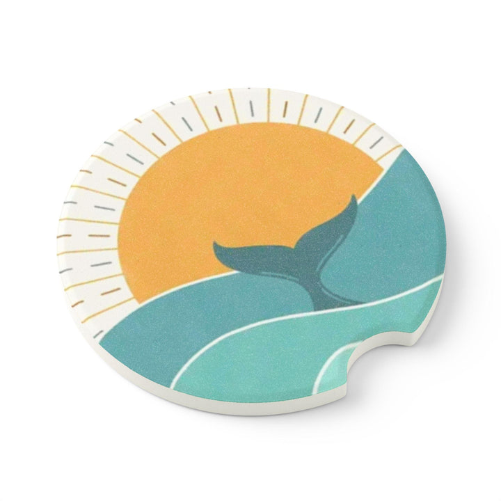 Whale Tail Car Coasters (Set of 2) | Soapstone Absorbent Cup Holder Liners & Coastal Decor