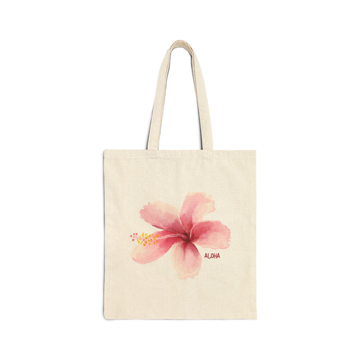 "Aloha" Hibiscus 15"x16" Canvas Tote - Oversized Heavy-Duty Market Bag