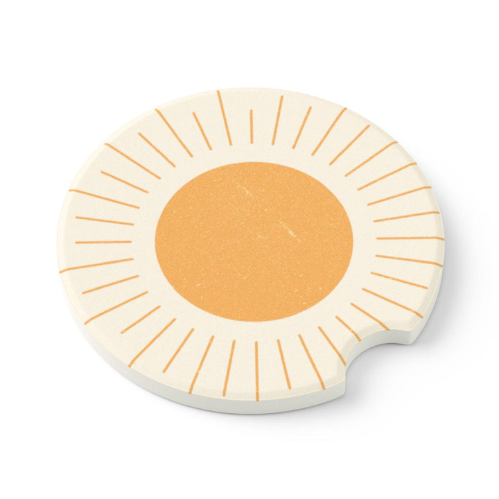 Retro Boho Sun Car Coasters: Soapstone, Set of 2