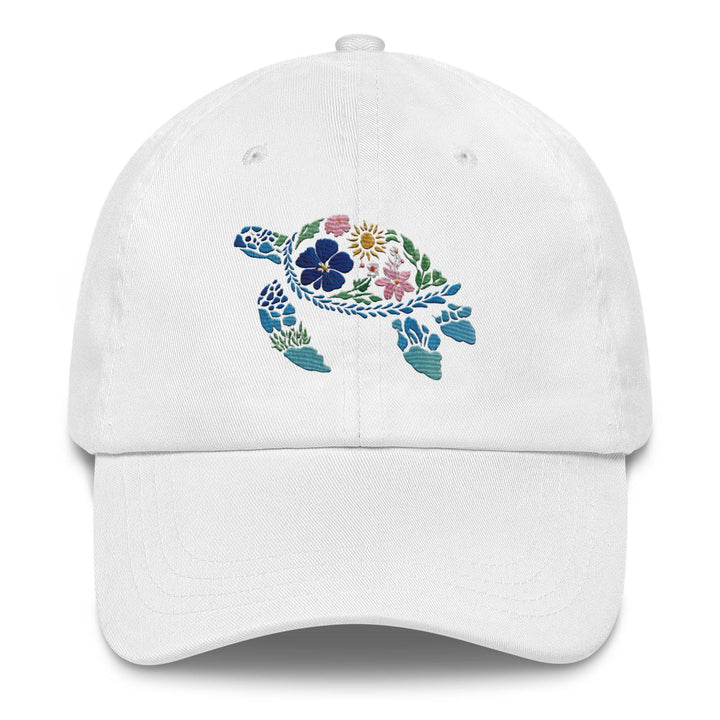 Embroidered Sea Turtle Dad Hat | Chino Cotton Coastal Baseball Cap