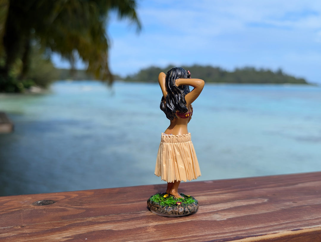 Hawaiian Dashboard Hula Doll Set (2) | Hand Painted Grass Skirt Tropical Car Decor
