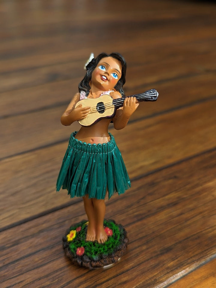 Hawaiian Dashboard Hula Doll, Hand Painted (4.3 inch Car Ornament)