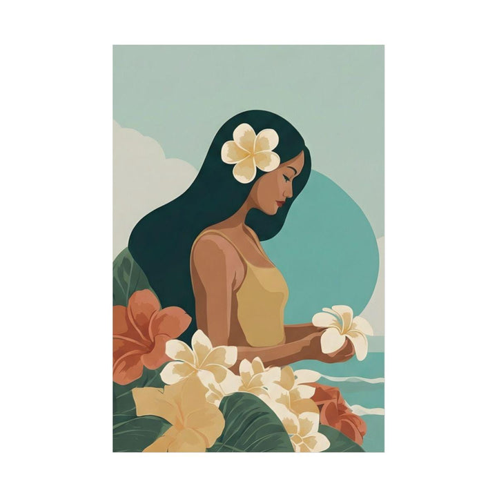 Vintage Hawaiian Coastal Art Print | Tropical Floral Watercolor Poster