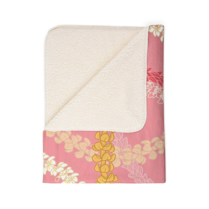 Tropical Floral Fleece Blanket - Plush Cozy Throw with Hawaiian Lei Pattern, Queen Size