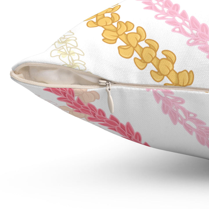 Hawaiian Flower Lei Cushion | Double-Sided Tropical Plumeria Pillow