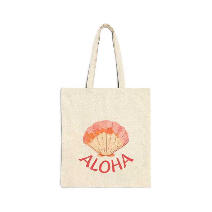 "ALOHA" Seashell 16"x15" Canvas Tote - Heavy-Duty Eco-Friendly Market Bag