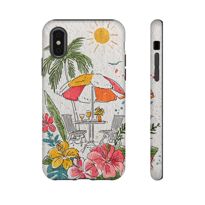 Tough Phone Case – Summer Phone Case With Tropical Watercolor Art & Durable Protection