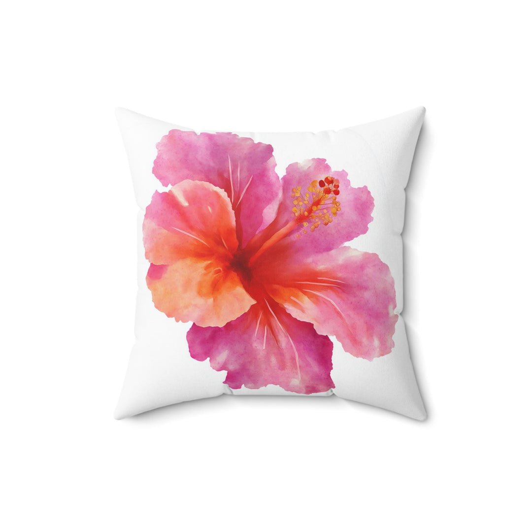 Hibiscus Hawaiian Throw Pillow | Double-Sided Coastal Floral Cushion