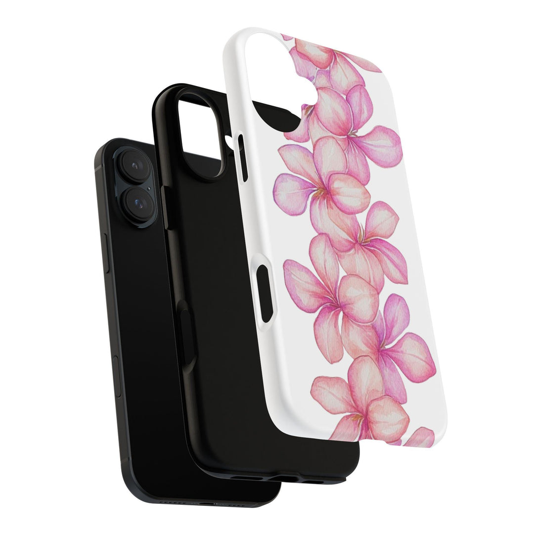 Tough Dual Layer Phone Case | Pink Plumeria Floral Design for iPhone & Samsung