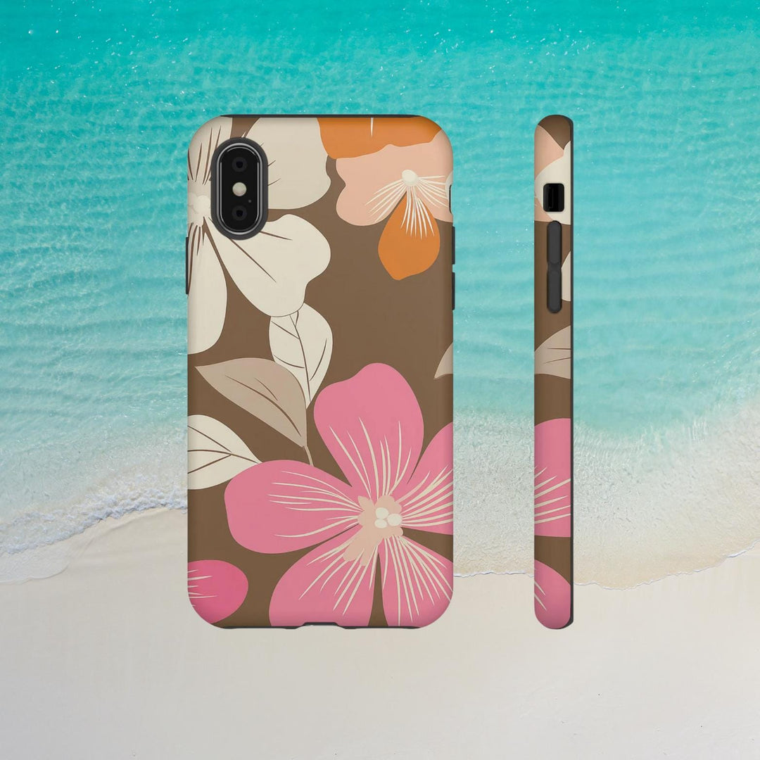 Tough Dual Layer Phone Case | Retro Floral Hibiscus Print for iPhone & Samsung