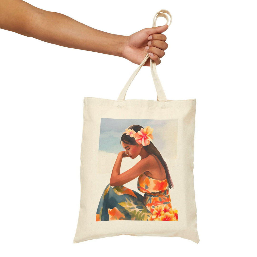 "Island Girl" 15"x16" Canvas Tote Bag | Heavy-Duty Polynesian Artistic Print