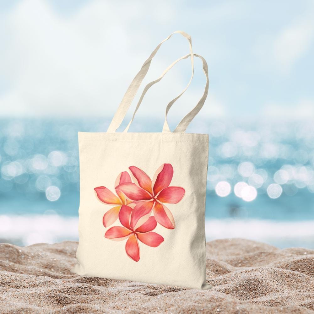 Plumeria 15"x16" Canvas Market Tote | Heavy-Duty Cotton & Eco-Friendly