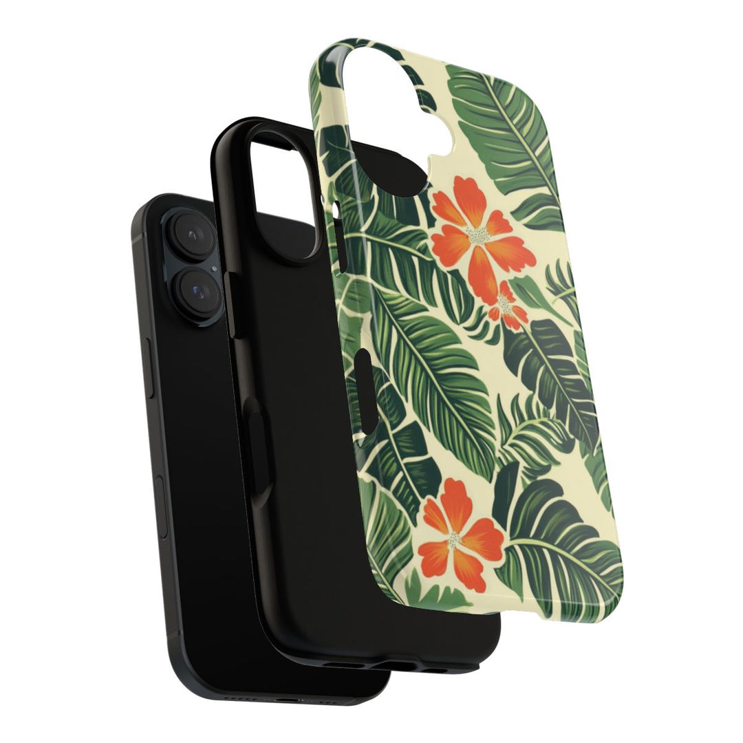 Tough Phone Case | Tropical Hibiscus & Leaf Print for iPhone & Samsung
