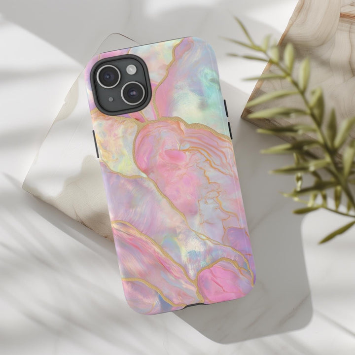 Tough Dual Layer Phone Case | Pink Sand Iridescent Design for iPhone & Samsung