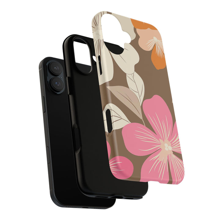 Tough Dual Layer Phone Case | Retro Floral Hibiscus Print for iPhone & Samsung